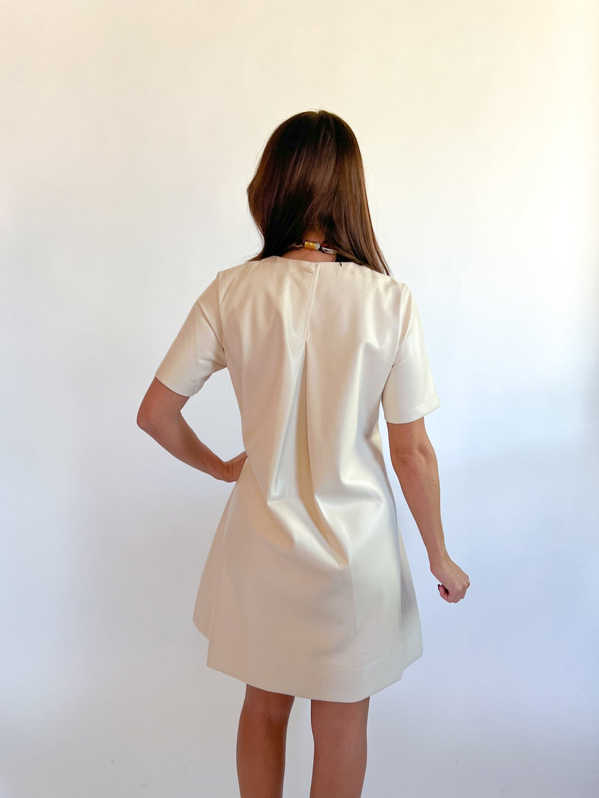 Vegan Leather Inverted Pleat Back Dress - Swoon Boutique New Orleans