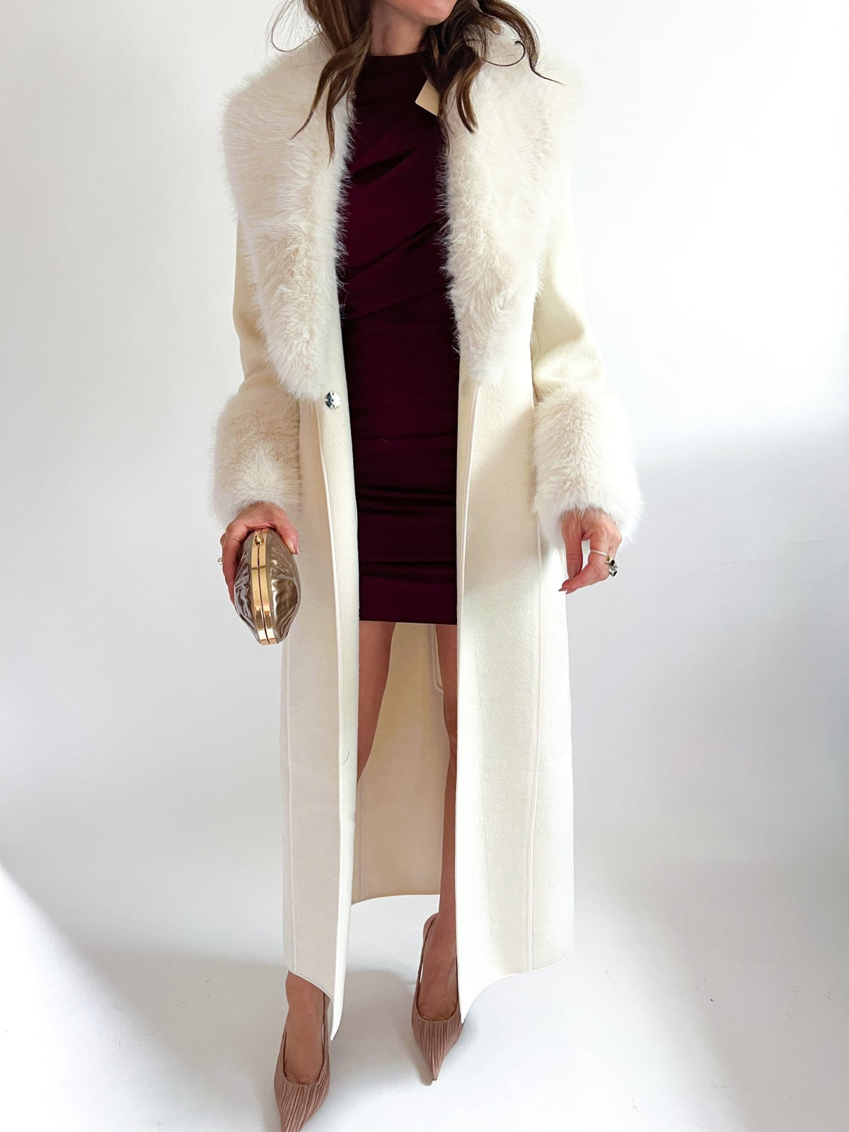 Veldra Fur Panel Coat - Swoon Boutique New Orleans