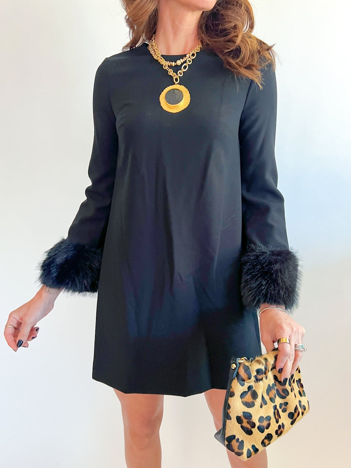 Whisper Faux Fur Trim Mini Dress - Swoon Boutique New Orleans