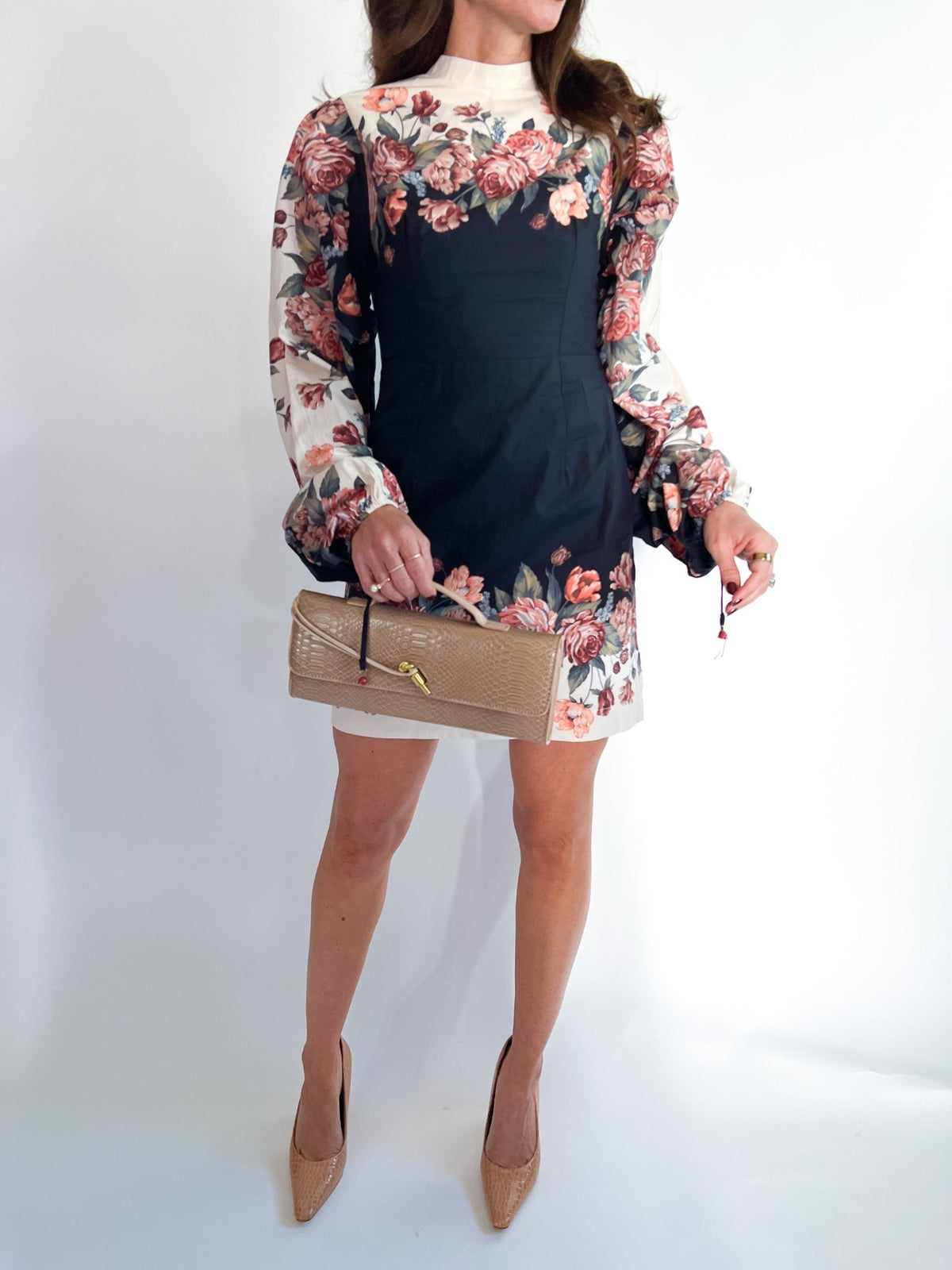 Winter Floral Long Sleeve Dress - Swoon Boutique New Orleans