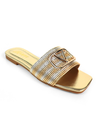 Kyra Metallic Stripe Buckle Slide Sandal