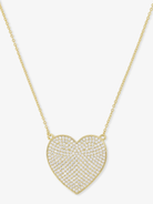 Pavé heart pendant necklace with simulated diamonds on delicate chain