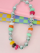 Candy Pop Beaded Necklace with oversized colorful beads in vibrant summer colors