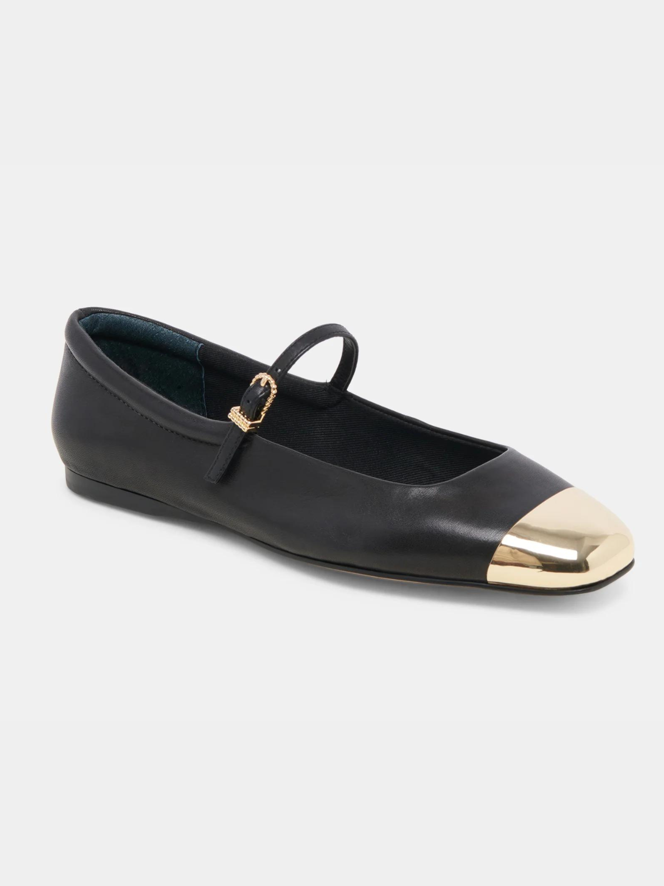 Reyes Metallic Toe Cap Flat Black Gold 6