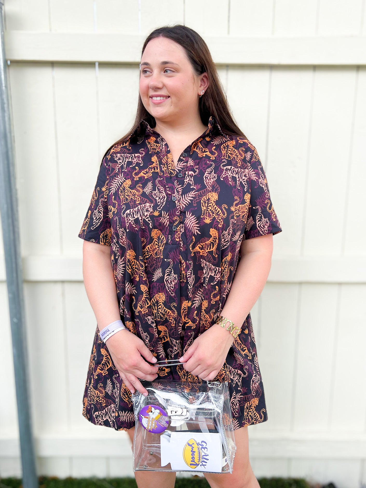 Collared Tiger Mini Dress – Swoon Boutique New Orleans