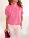 Avery Stand Collar Short Sleeve Top
