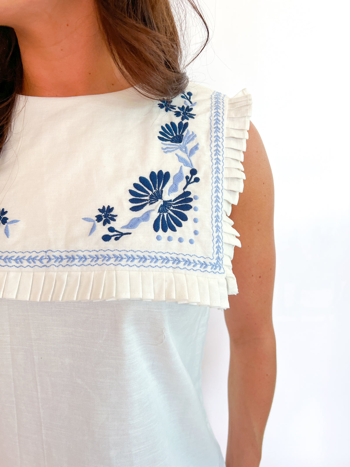 mini sailor dress Embroidered Sailor Collar Mini Dress White Multi / L