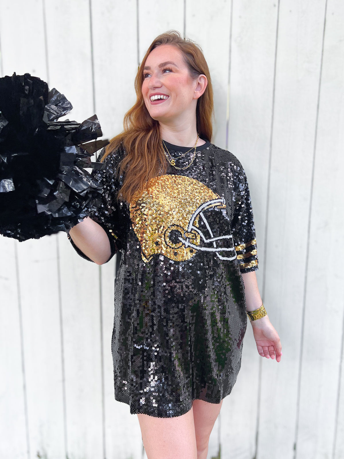 Saints Football Helmet Sequin Mini Dress – Swoon Boutique New Orleans