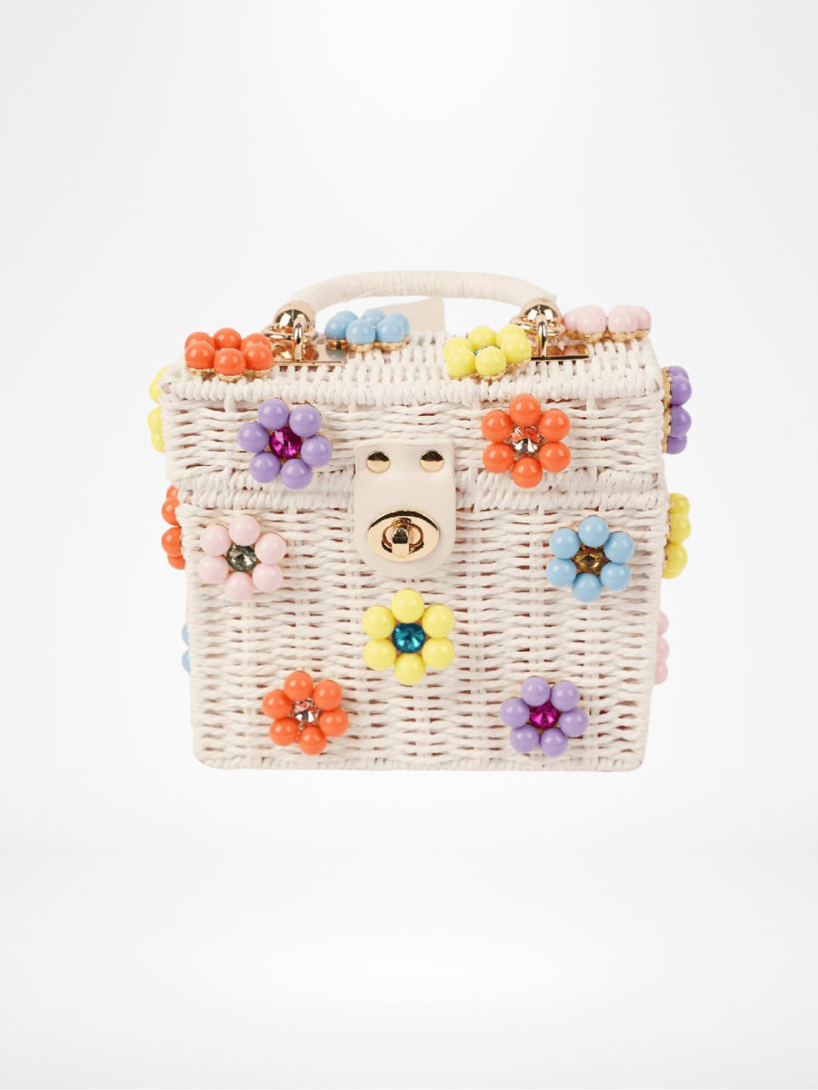 Wicker Bucket Daisy Flower Purse
