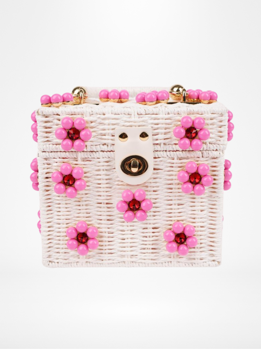 Wicker Bucket Daisy Flower Purse