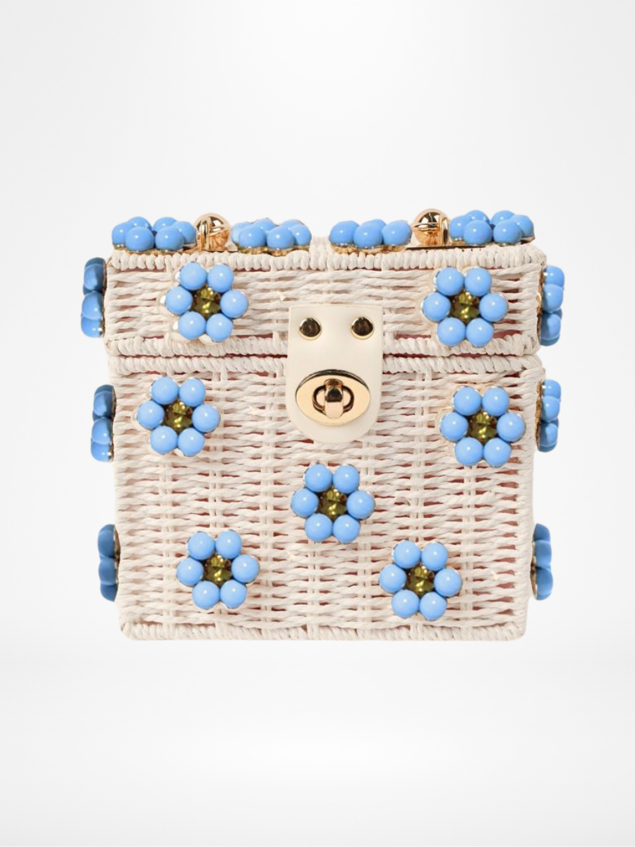 Wicker Bucket Daisy Flower Purse