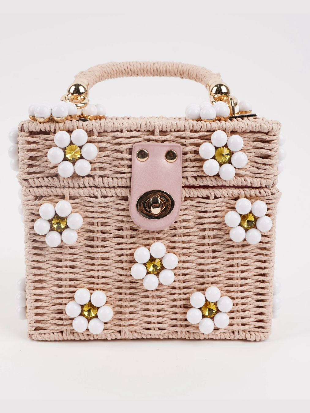 Wicker Bucket Daisy Flower Purse
