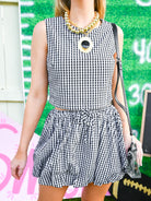 Multi check print bubble skirt set