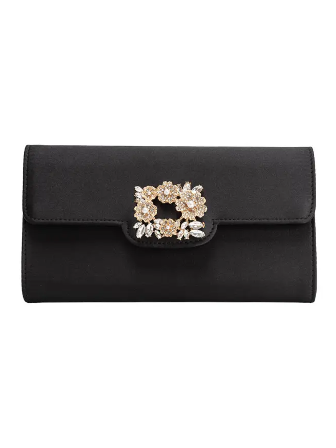 Elodie Satin Floral Clasp Clutch