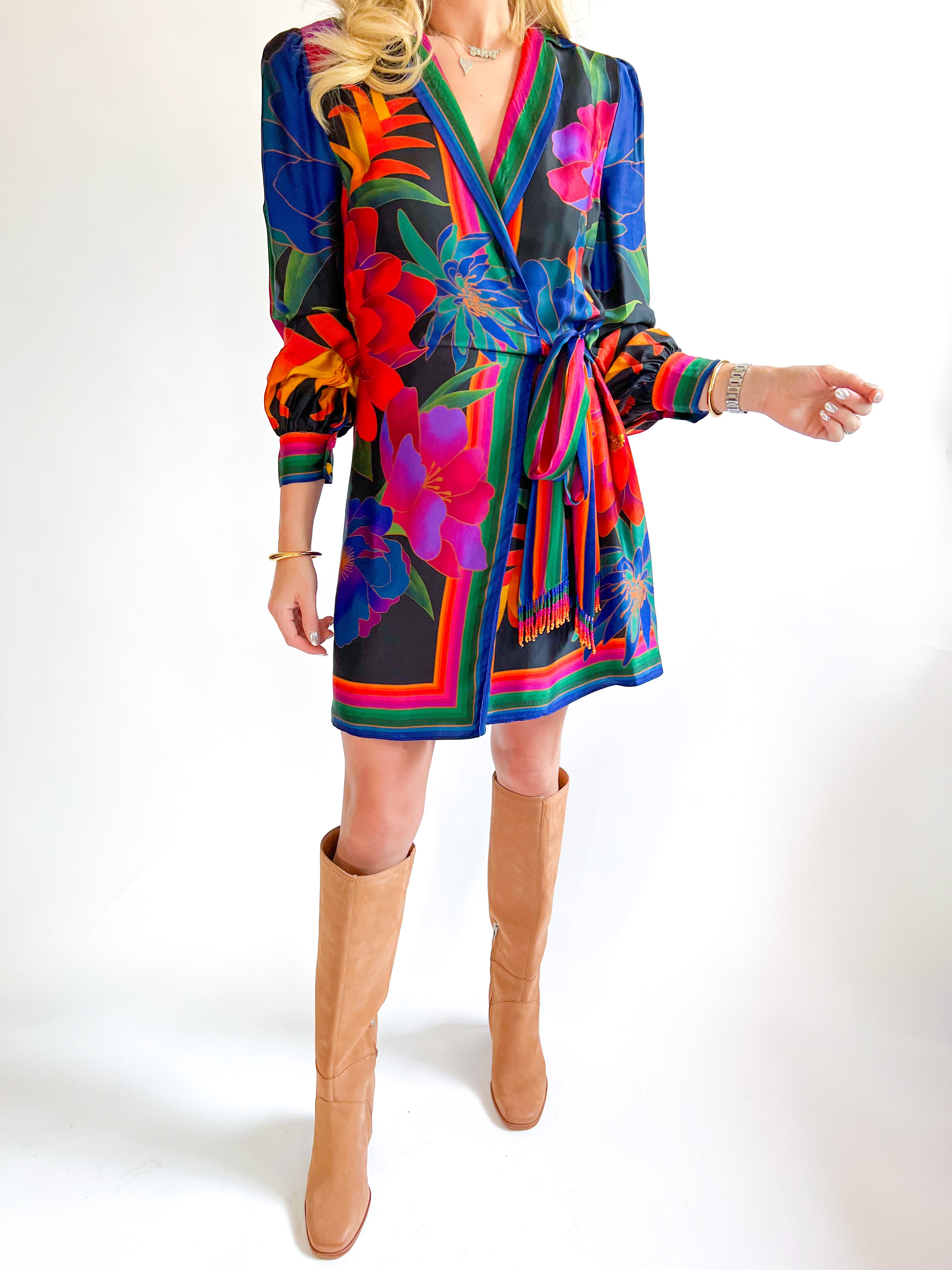 Flower Season Scarf Wrap Mini Dress – Swoon Boutique New Orleans