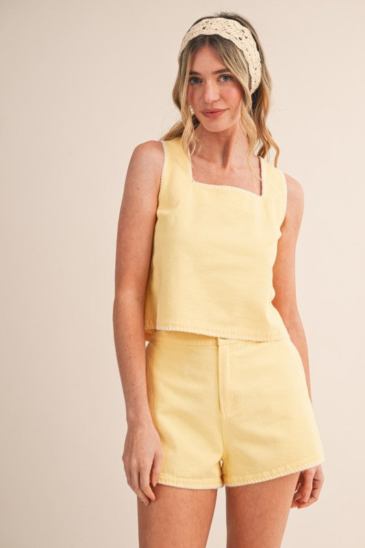 Denim Crop Top & Shorts Set