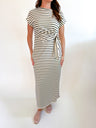 Striped Short Sleeve Midi Dress