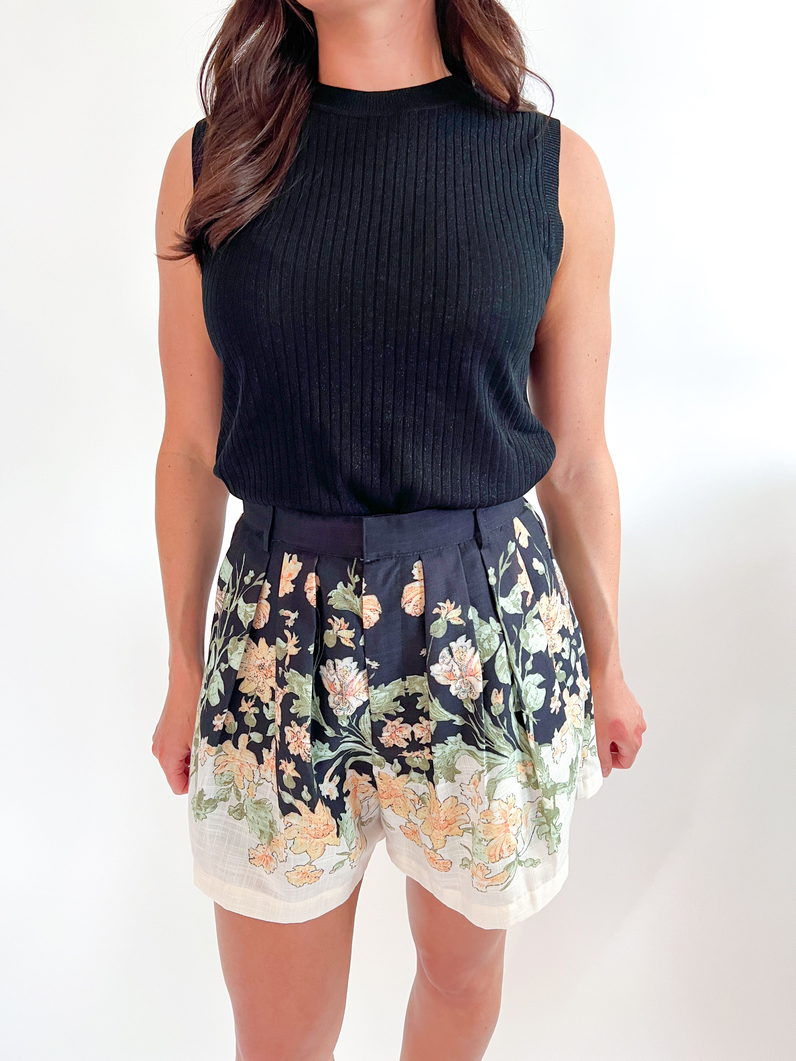 Metallic Ribbed Knit Sleeveless Top