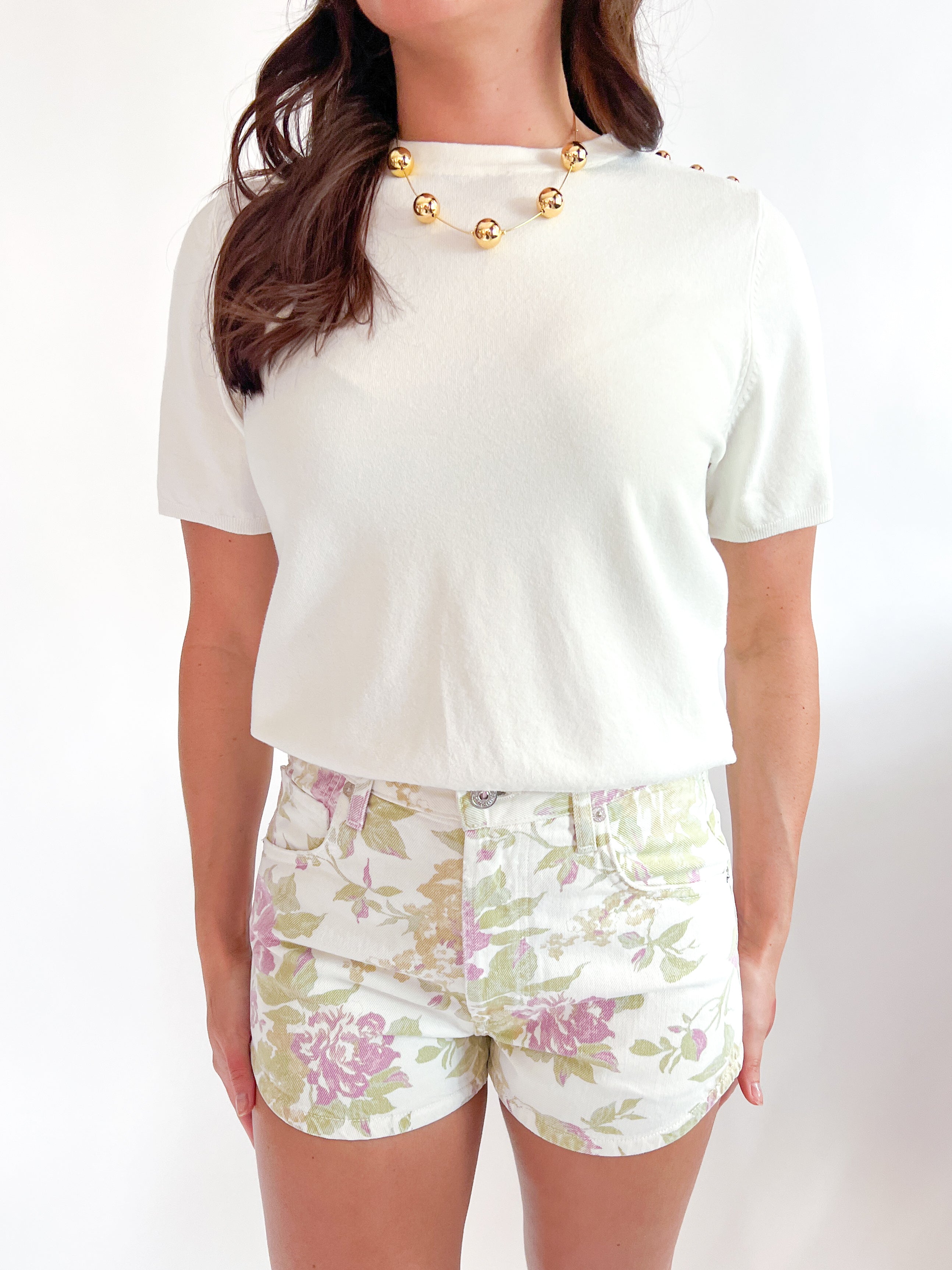 Solid Short Sleeve Sweater Knit Top