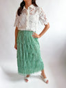 Fringed High Waist A-Line Tiered Skirt
