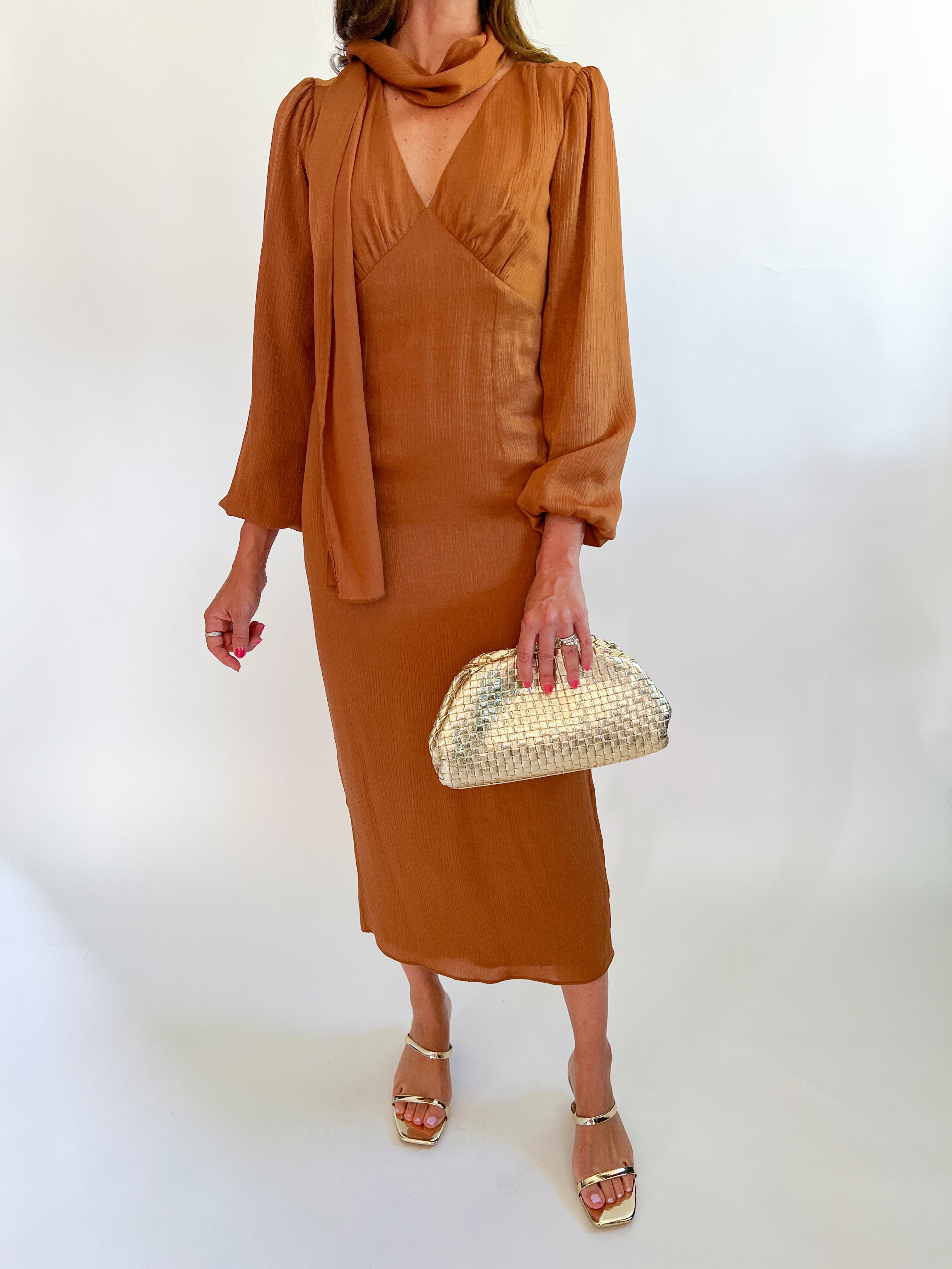Judith Balloon Sleeve Maxi Dress - Rusty Brown / S Judith Balloon Sleeve Maxi Dress - Rusty Brown / S