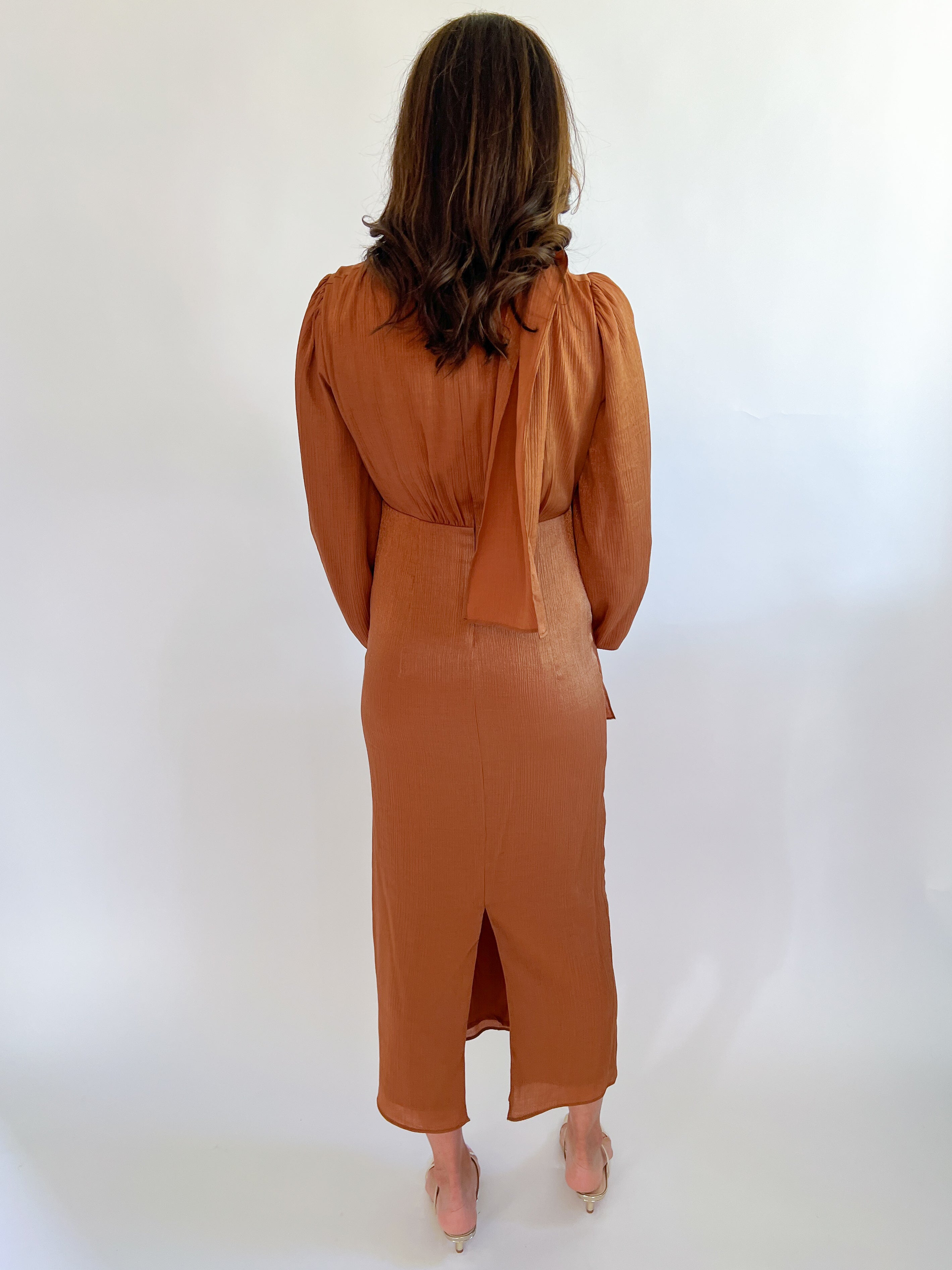 Judith Balloon Sleeve Maxi Dress - Rusty Brown / S Judith Balloon Sleeve Maxi Dress - Rusty Brown / S