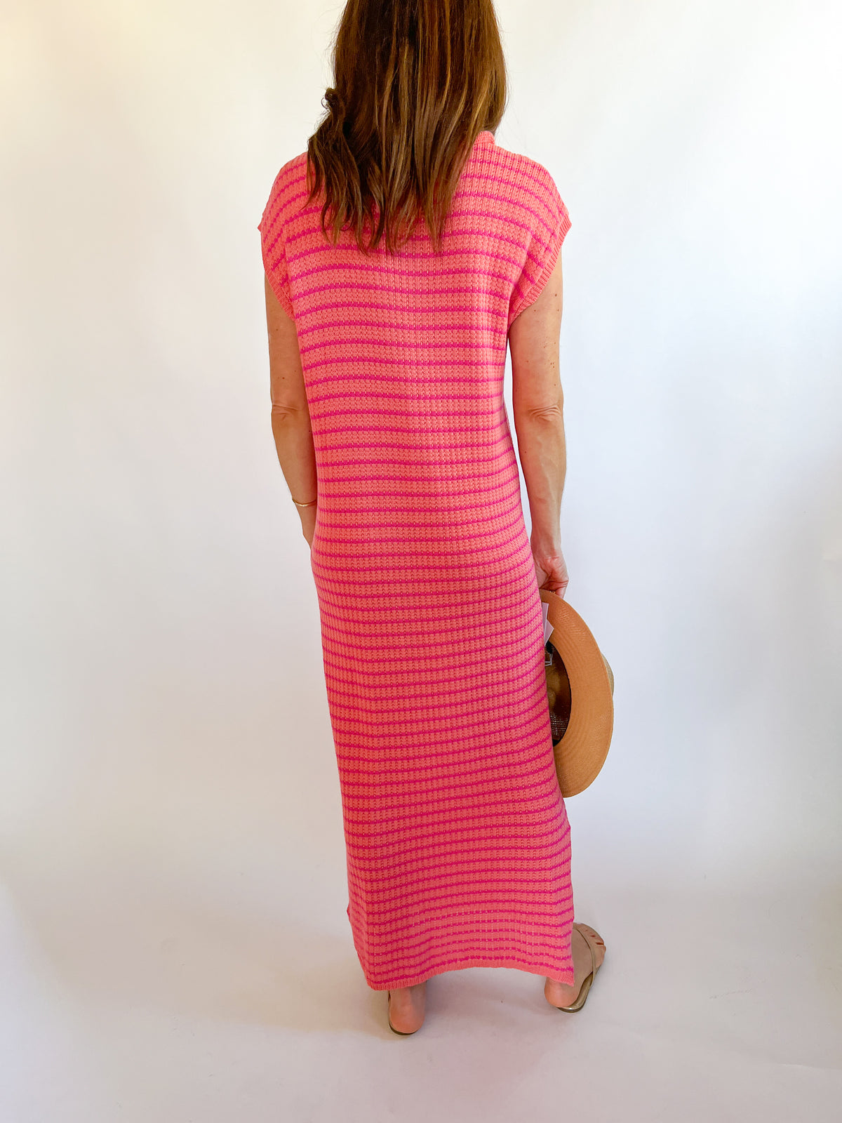 pink striped sweater dress Women's Maxi Sweater Dress
