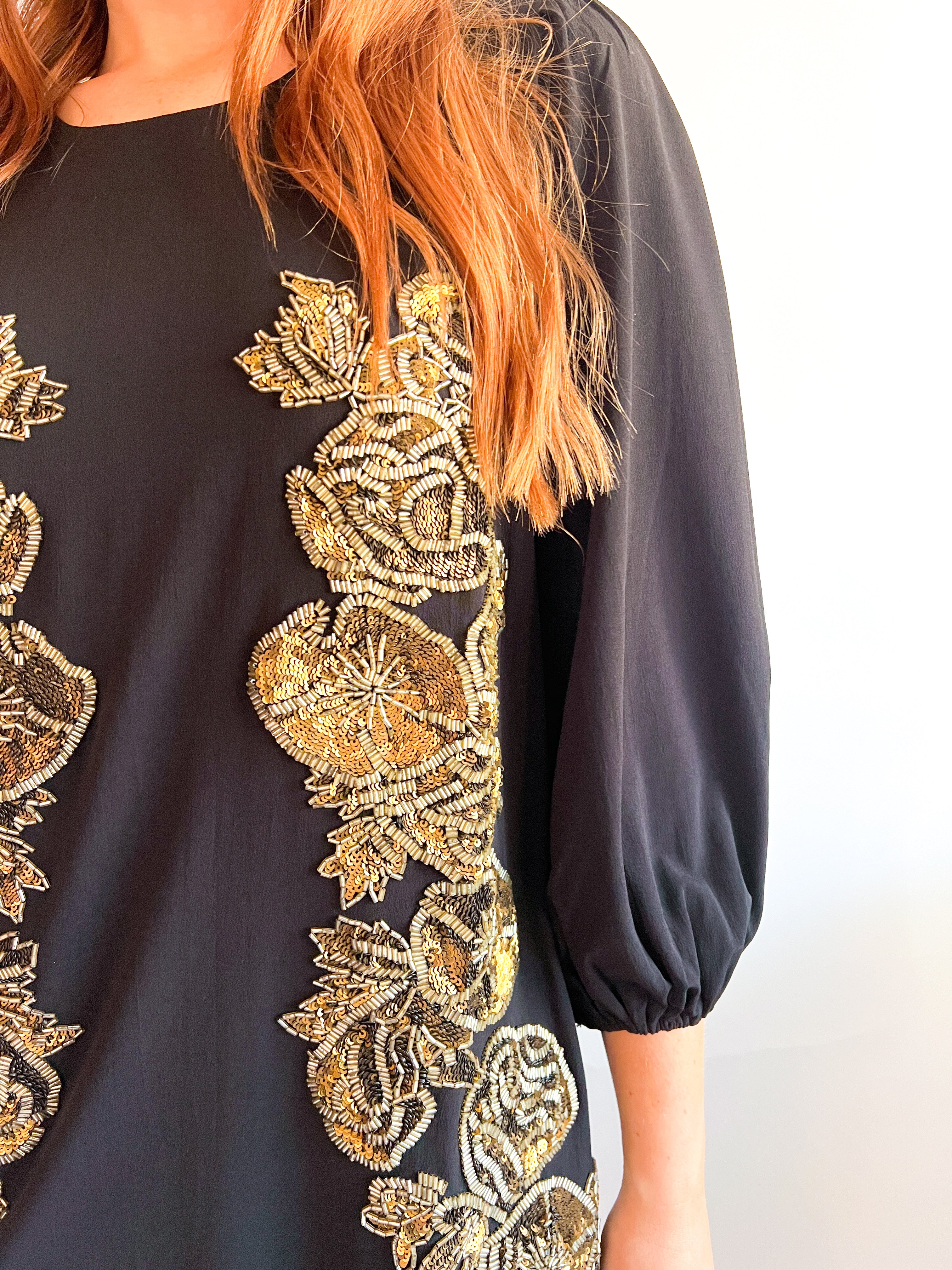 Mestiza Luzon Embellished Midi Dress Black L