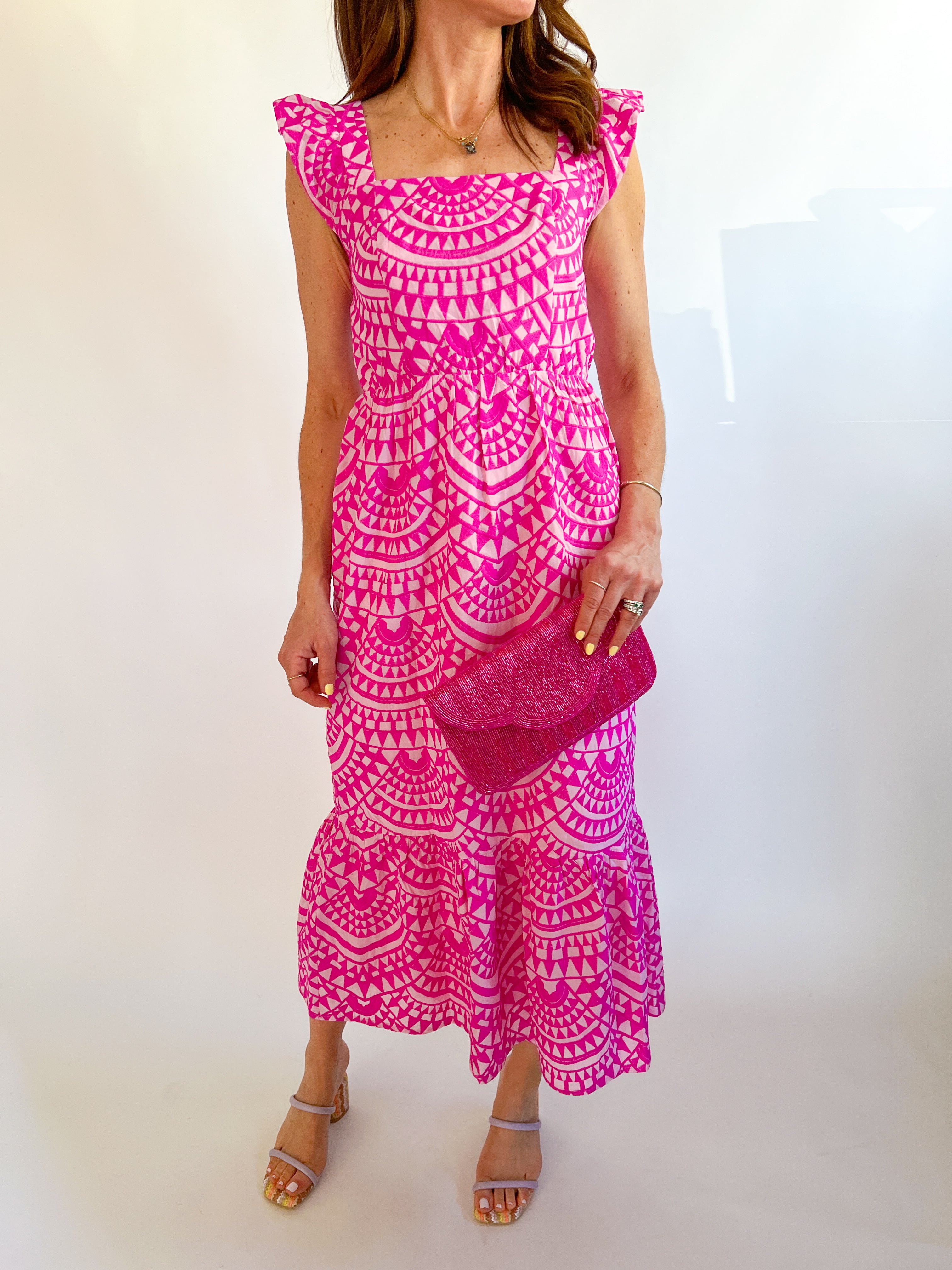 Sadie Flutter Sleeve Midi Dress