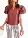 Satin Puff Sleeve Blouse