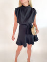 Cowl Neck Sleeveless Waist Tie Mini Dress