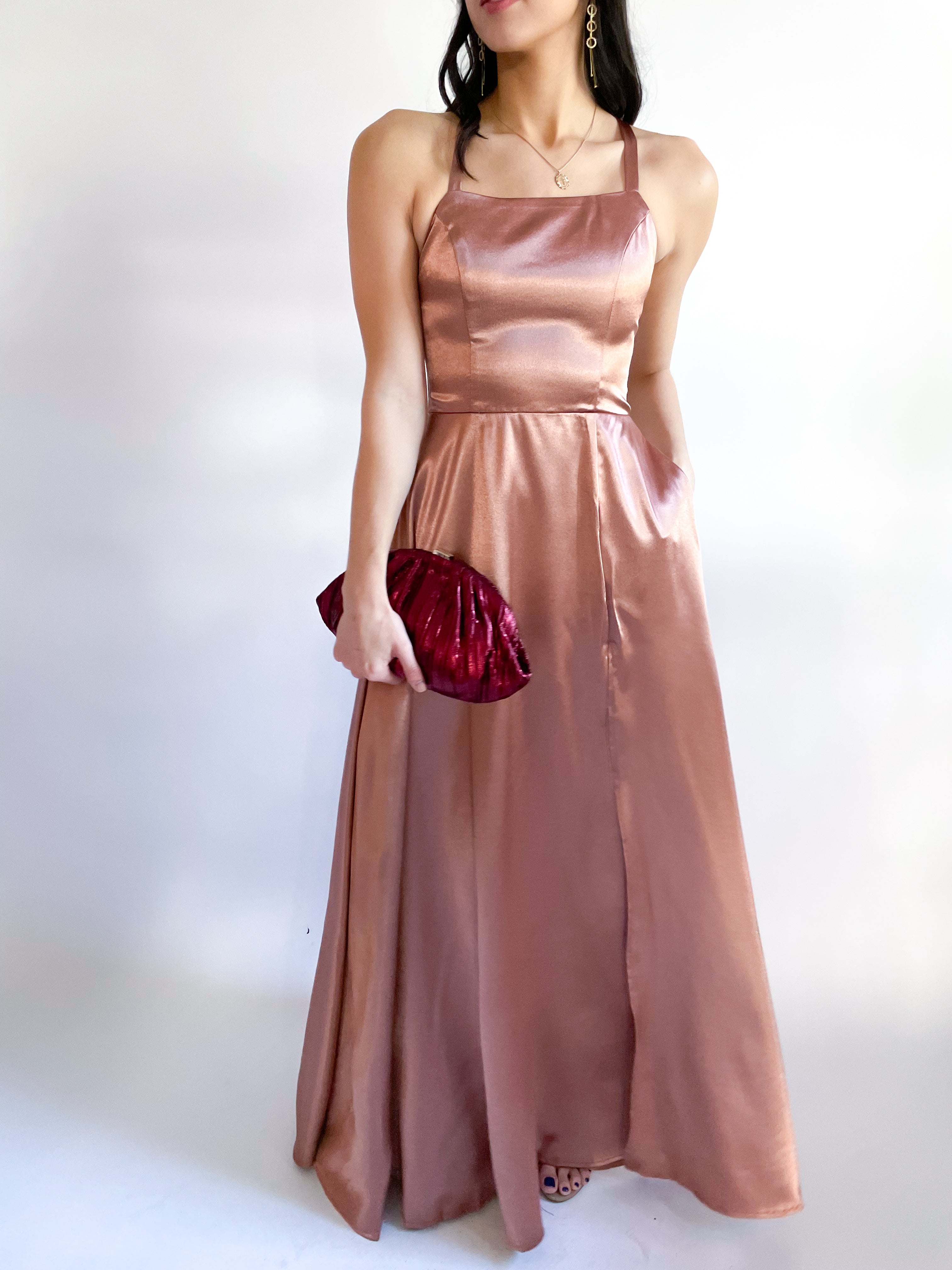 Strappy Back Satin Gown