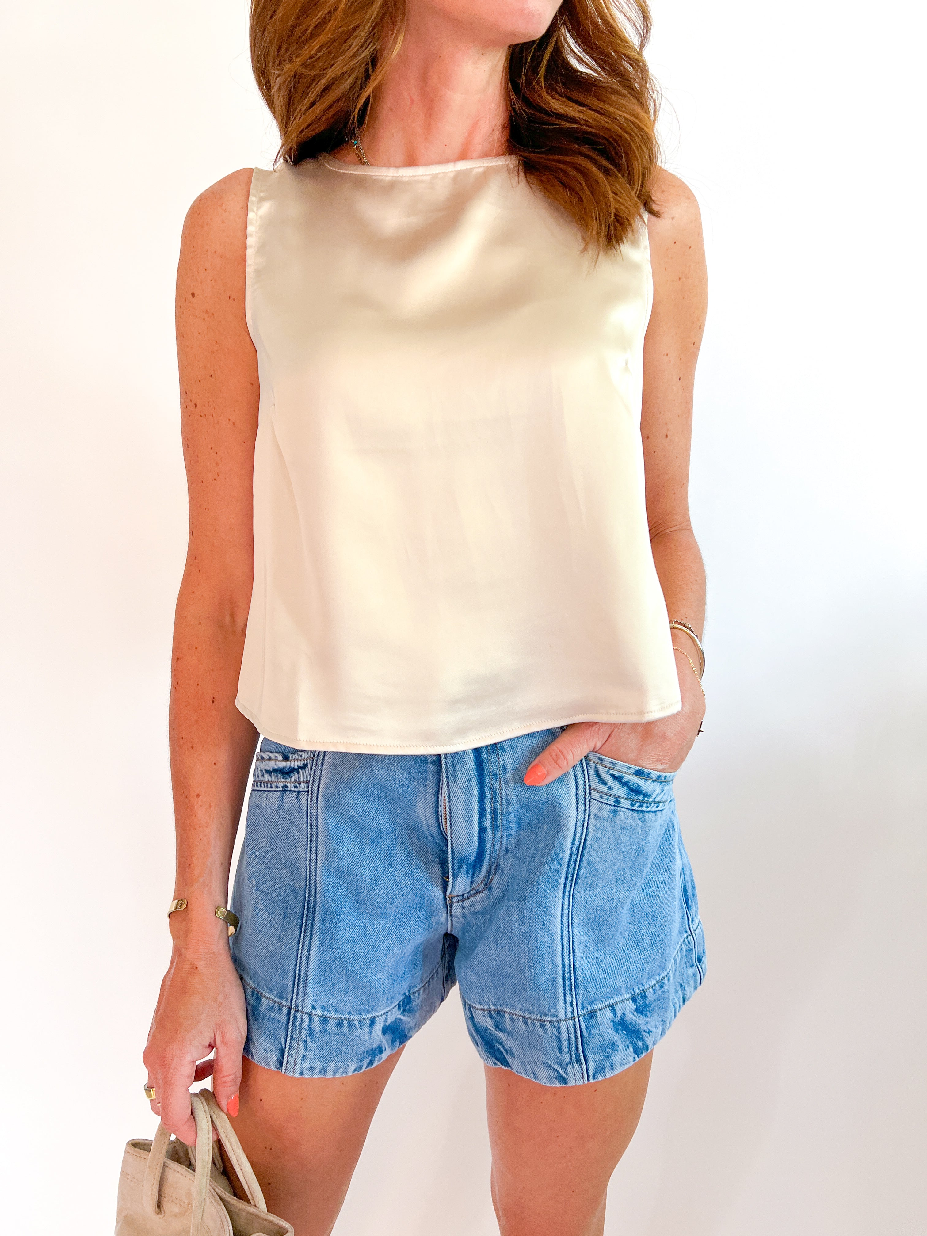Satin Sleeveless Top