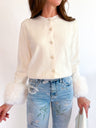 Faux Fur Cuff Embellished Cardigan