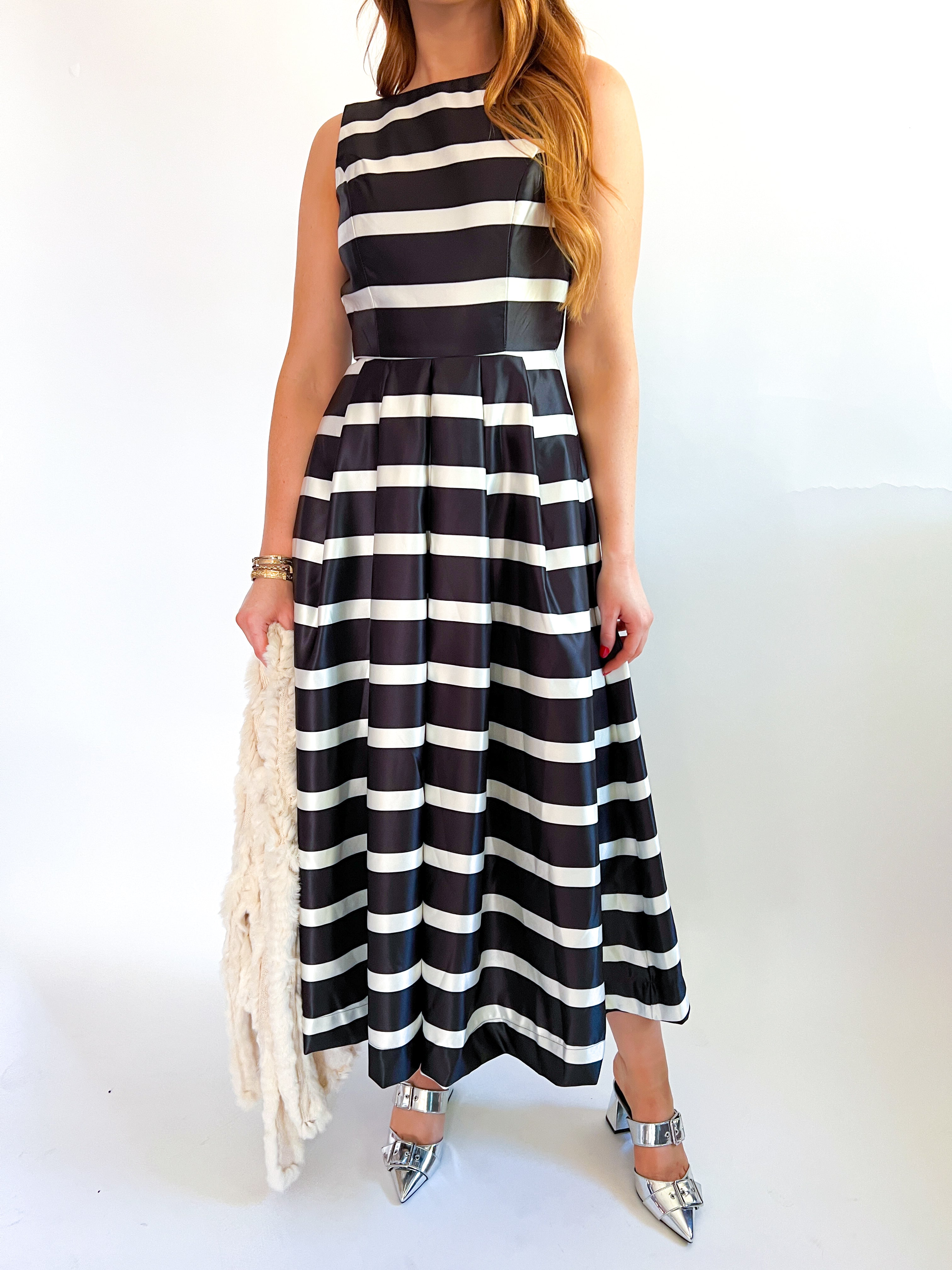 Only striped dress best sale