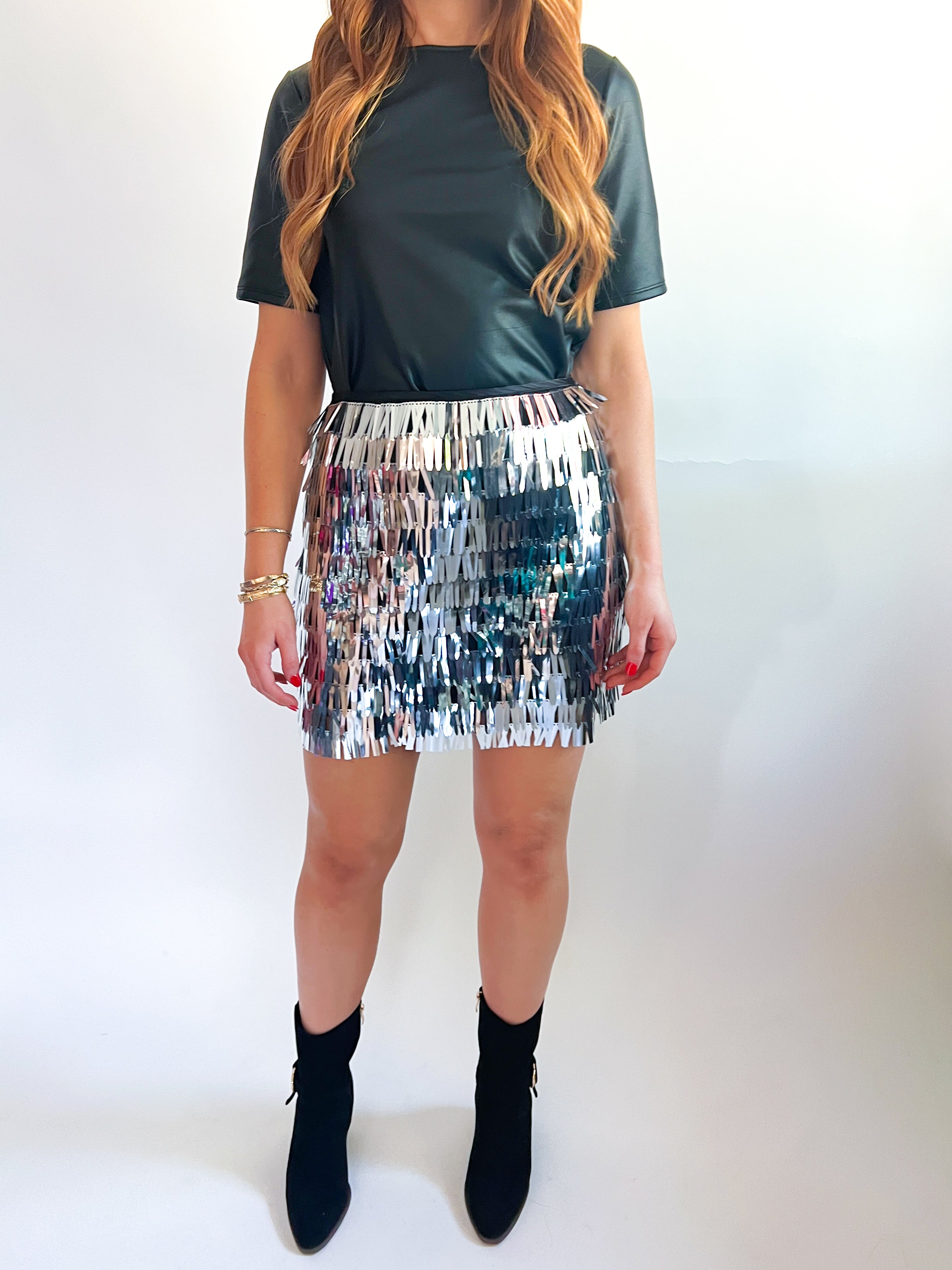 Tinsel Micro Mini Skirt Silver L