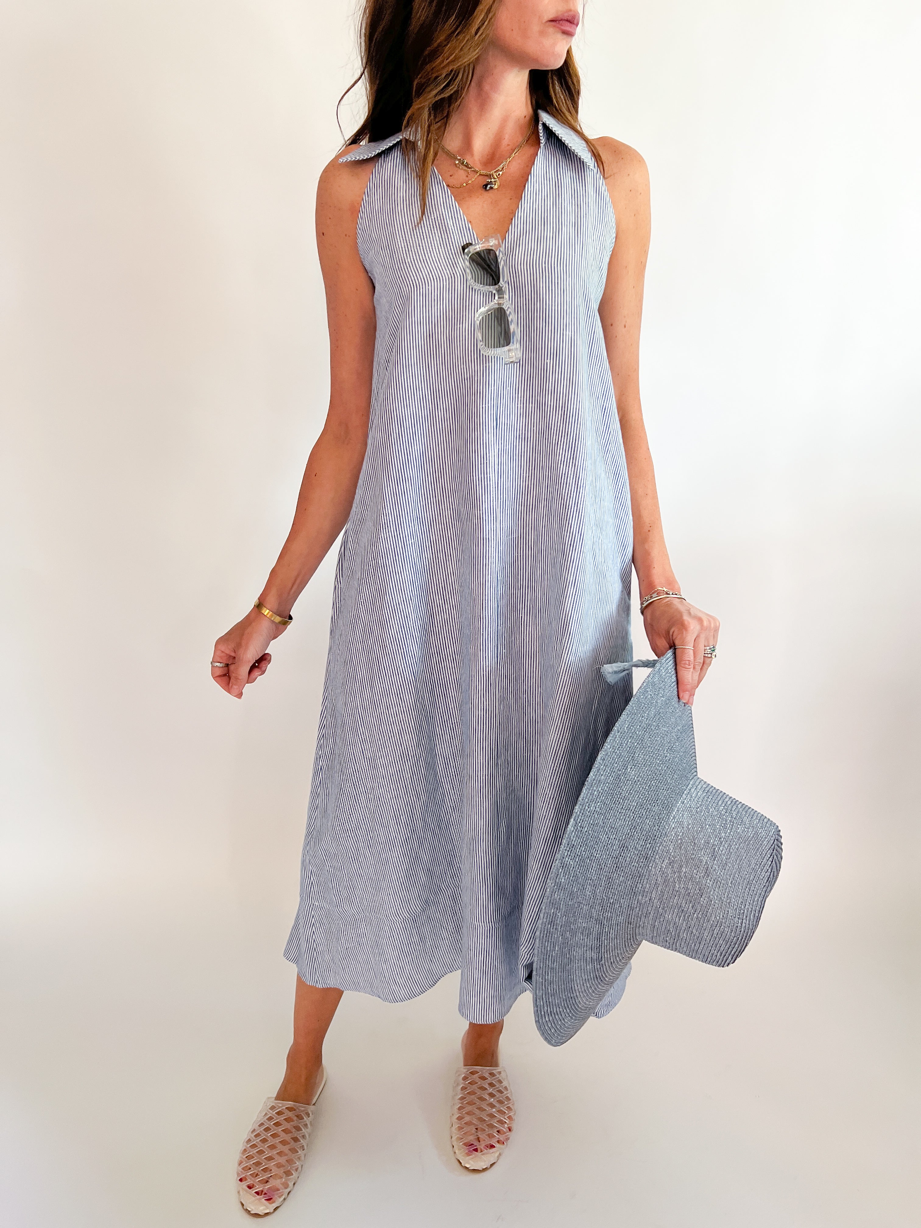 Clara Collared A-Line Maxi Dress