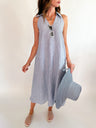 Clara Collared A-Line Maxi Dress