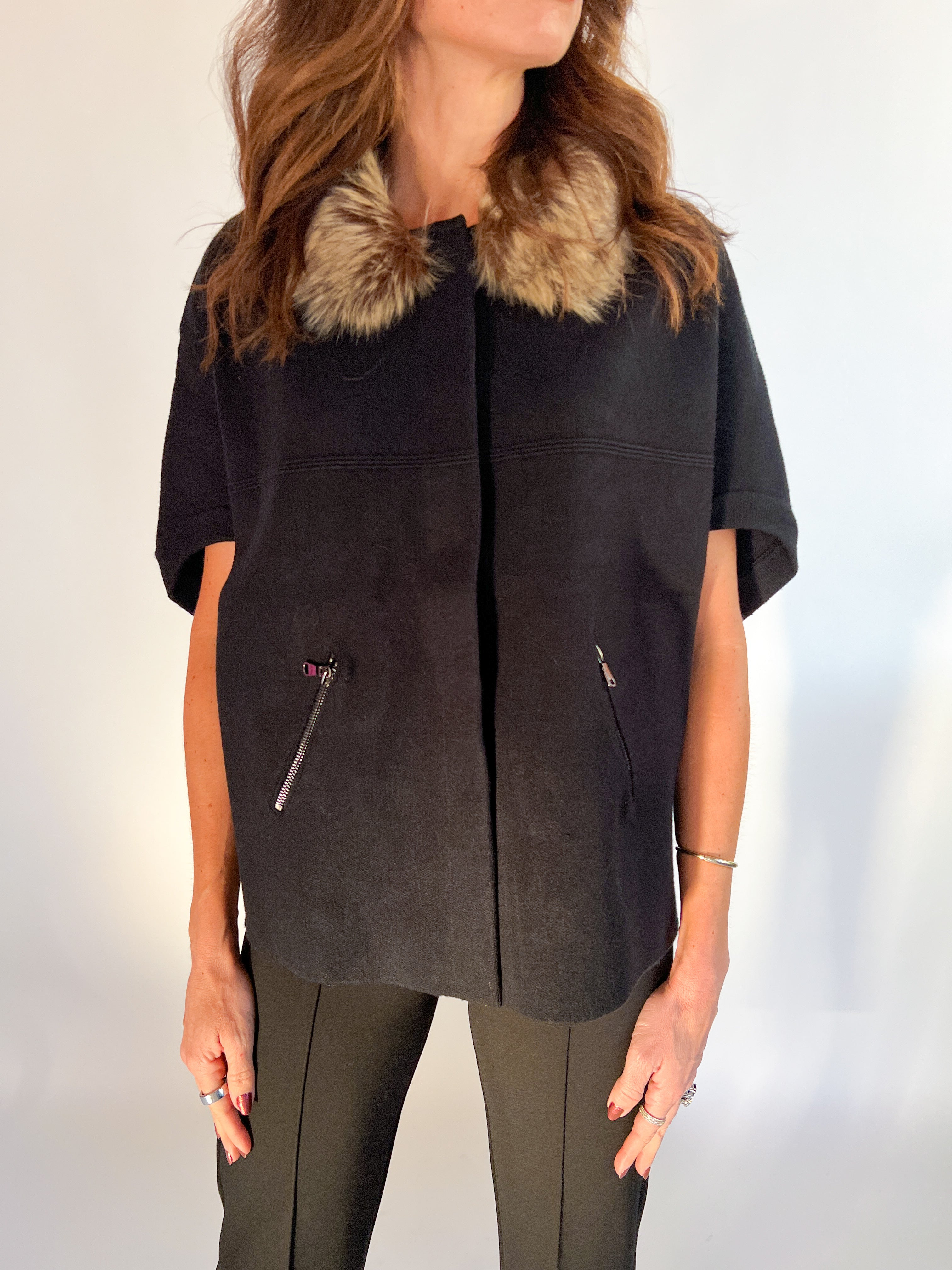 Rebecca Fur Trim Poncho