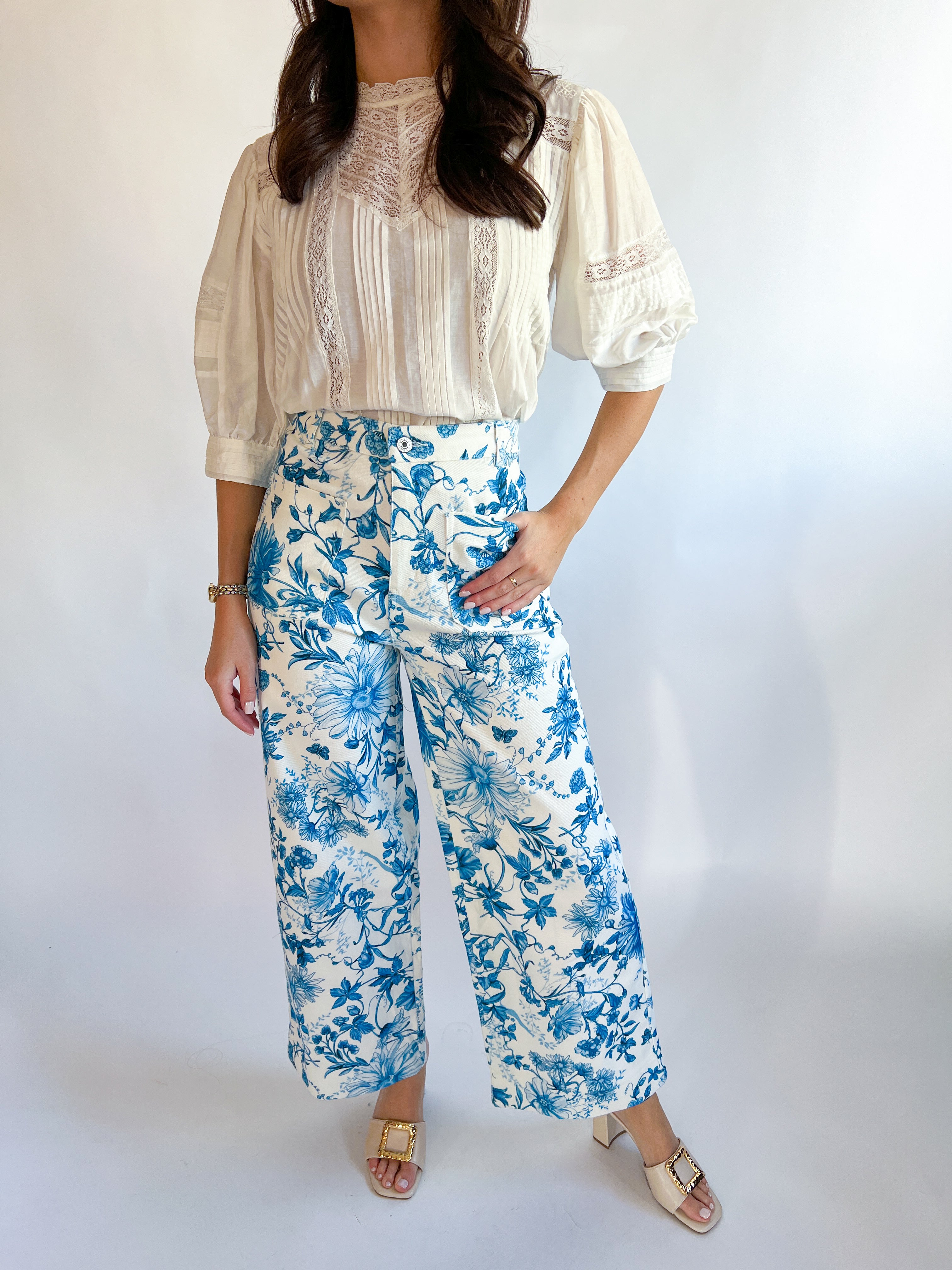 Adler Floral Print Wide Leg Pants
