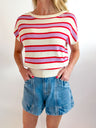 Cap Sleeve Striped Top