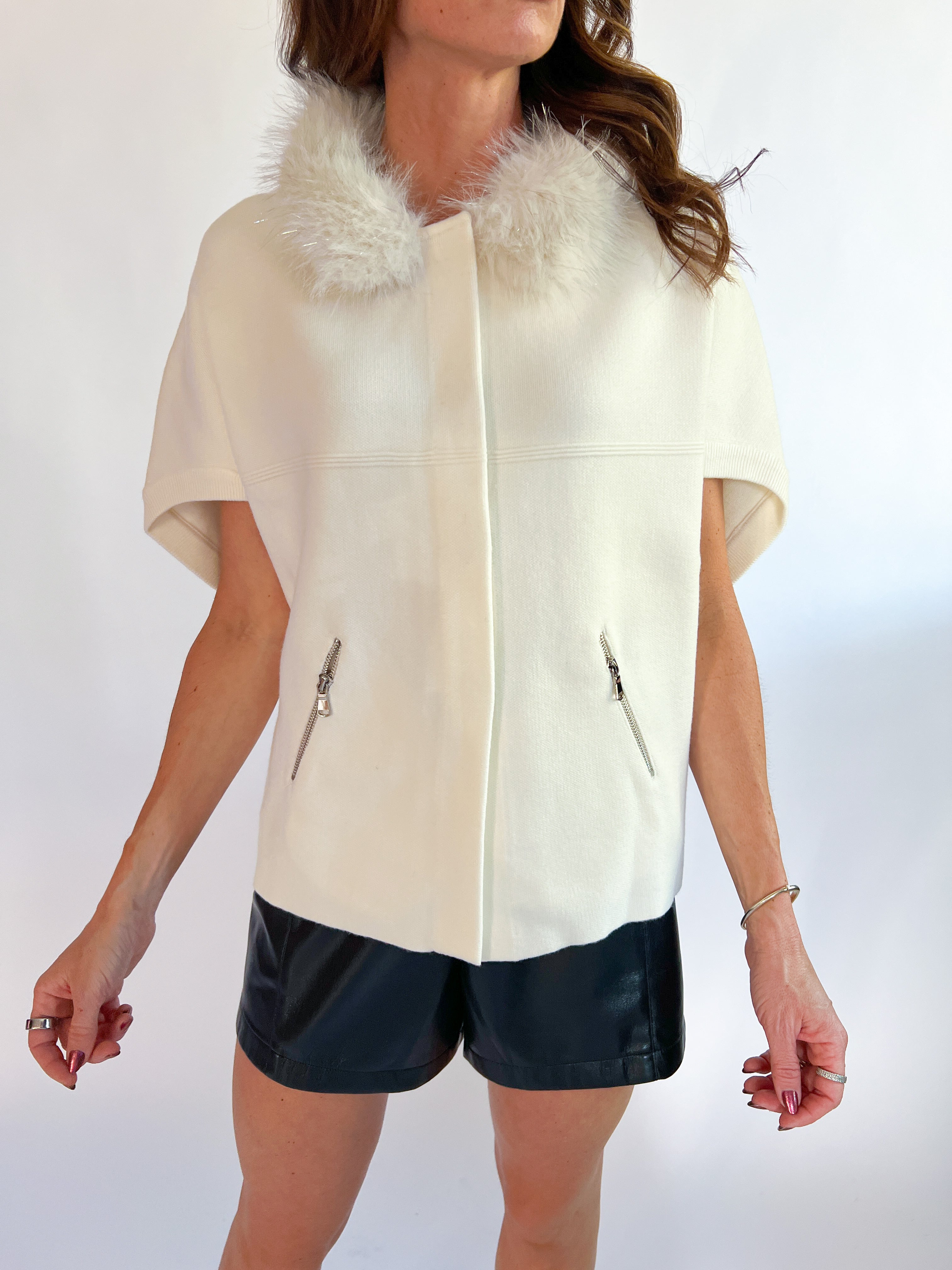Rebecca Fur Trim Poncho