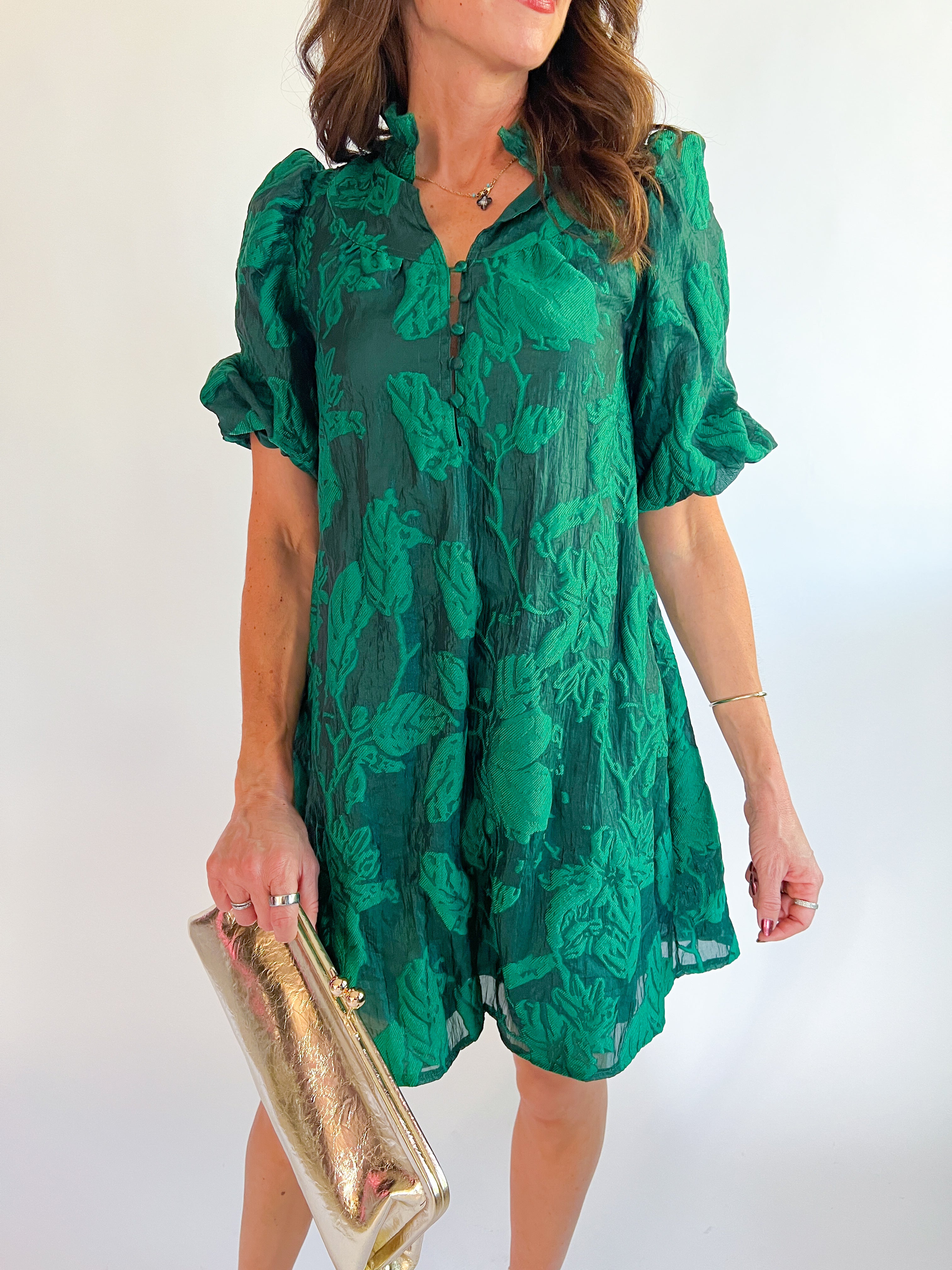 Whitney Ruffle Neck Mini Dress