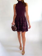 Chocolate brown mini dress with sleeveless silhouette