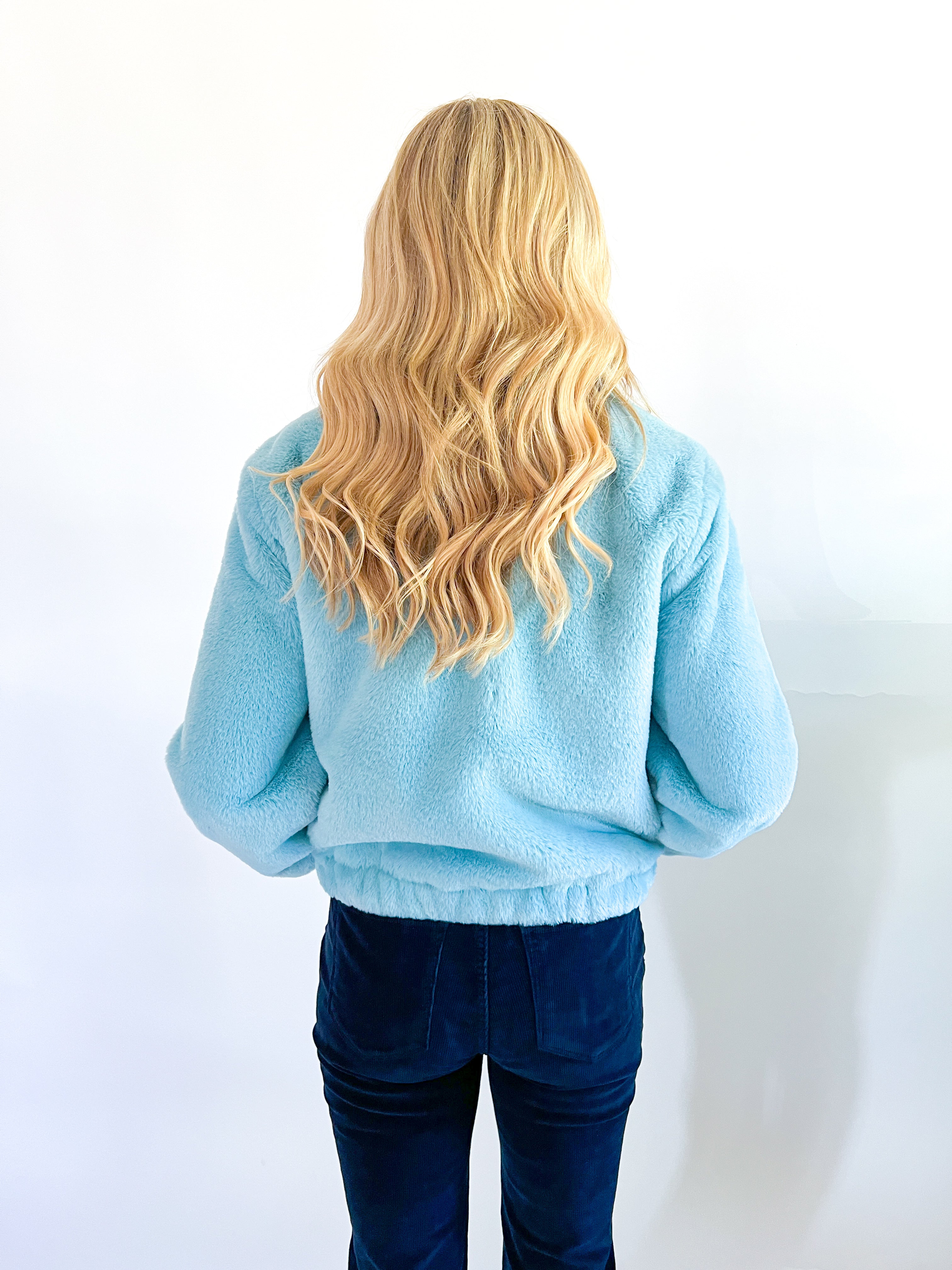 Light blue teddy jacket deals