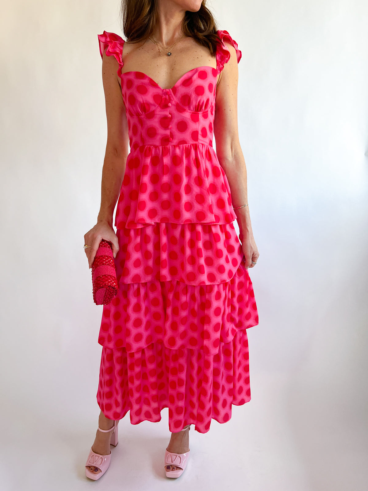 polka dot tiered midi dress Keith Polka Dot Tiered Midi Dress – Swoon Boutique New Orleans