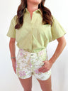 Tailored Taffeta Short Sleeve Blouse