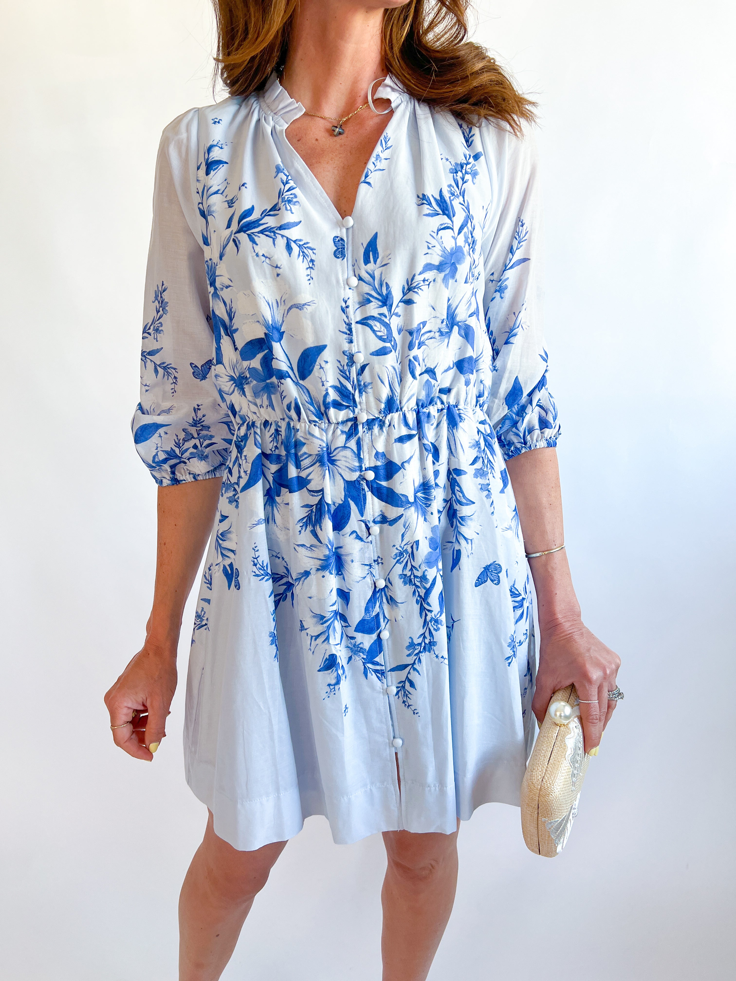 blue and white shift dress Womens Next White/Blue Embroidered Mini Shift Dress With Linen US 18