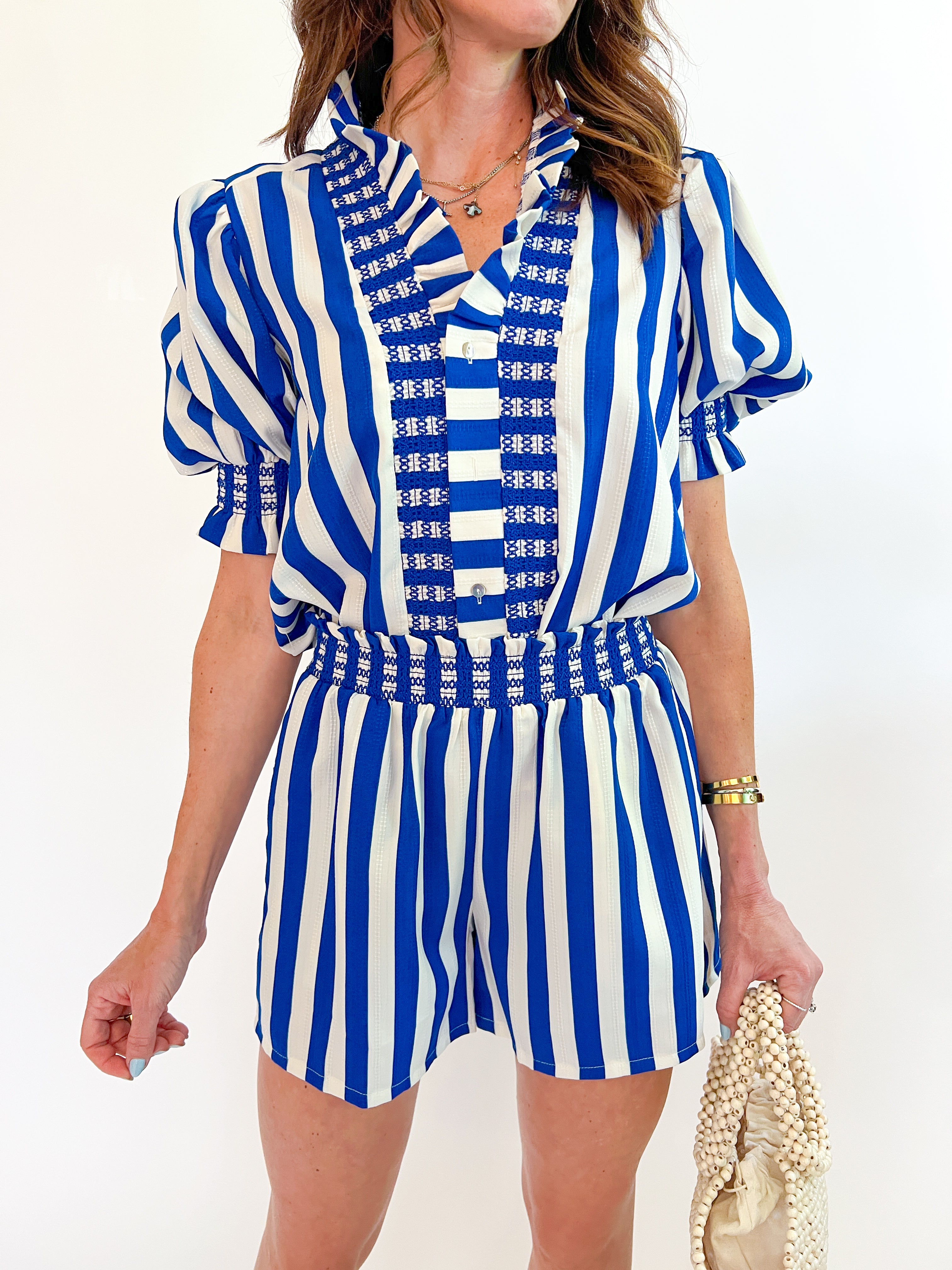 Stripe Puff Sleeve Blouse