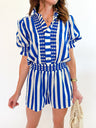 Stripe Puff Sleeve Blouse